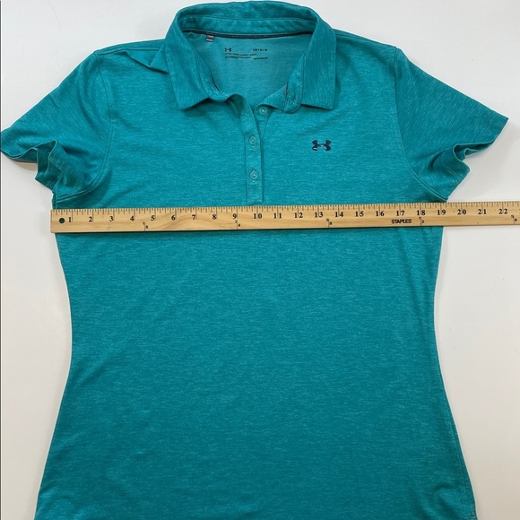 Under Armour Women’s Teal Heat Gear Fitted Polo Shirt Sz L - Picture 4 of 5